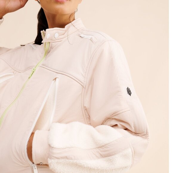 new FREE PEOPLE MOVEMENT on your mark moto sherpa fleece s small - Picture 2 of 5